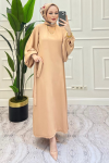 Meri Dubai Krep Elbise BEJ