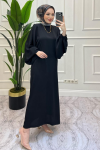 Meri Dubai Krep Elbise SİYAH